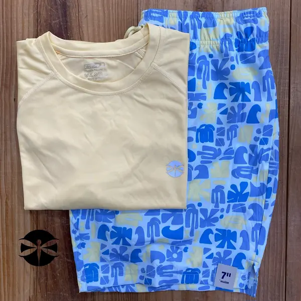 Conjunto Caballeros (Playera UV + Short) · Crema Patron Celeste Azul