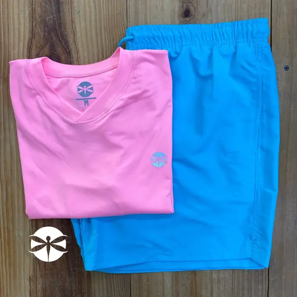 Conjunto Caballeros (Playera UV + Short) · Rosa y Azul