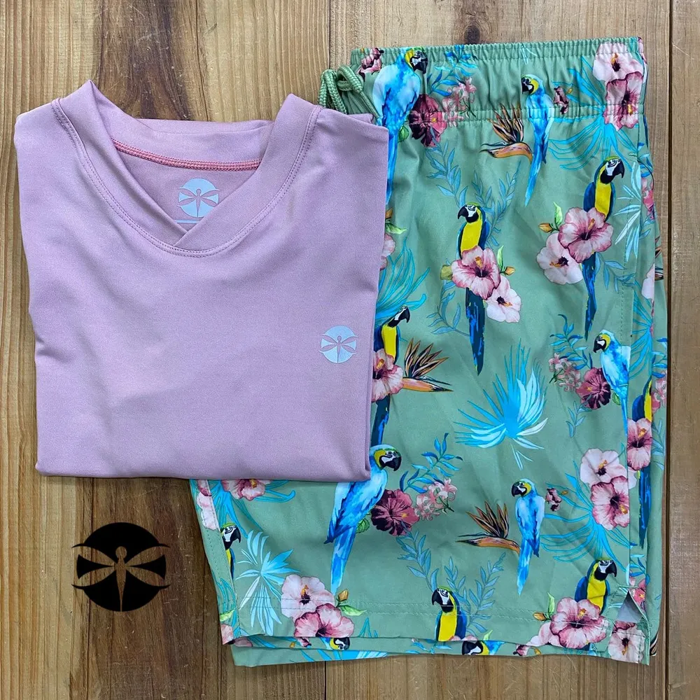 Conjunto Caballeros (Playera UV + Short) · Rosa Lavado Guacamaya Azul