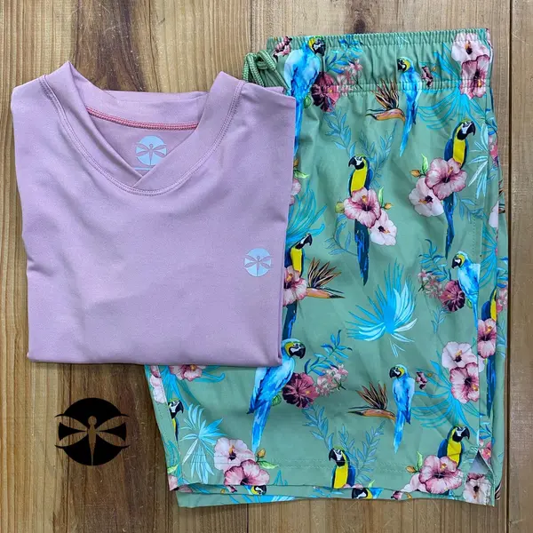 Conjunto Caballeros (Playera UV + Short) · Rosa Lavado Guacamaya Azul