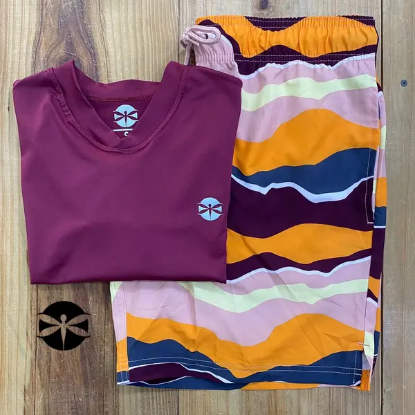 Conjunto Caballeros (Playera UV + Short) · Morado Rayas