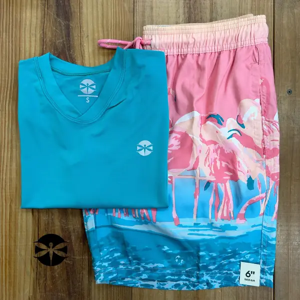 Conjunto Caballeros (Playera UV + Short) · Azul Laguna Flamingos