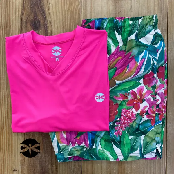Conjunto Caballeros (Playera UV + Short) · Magenta Flores
