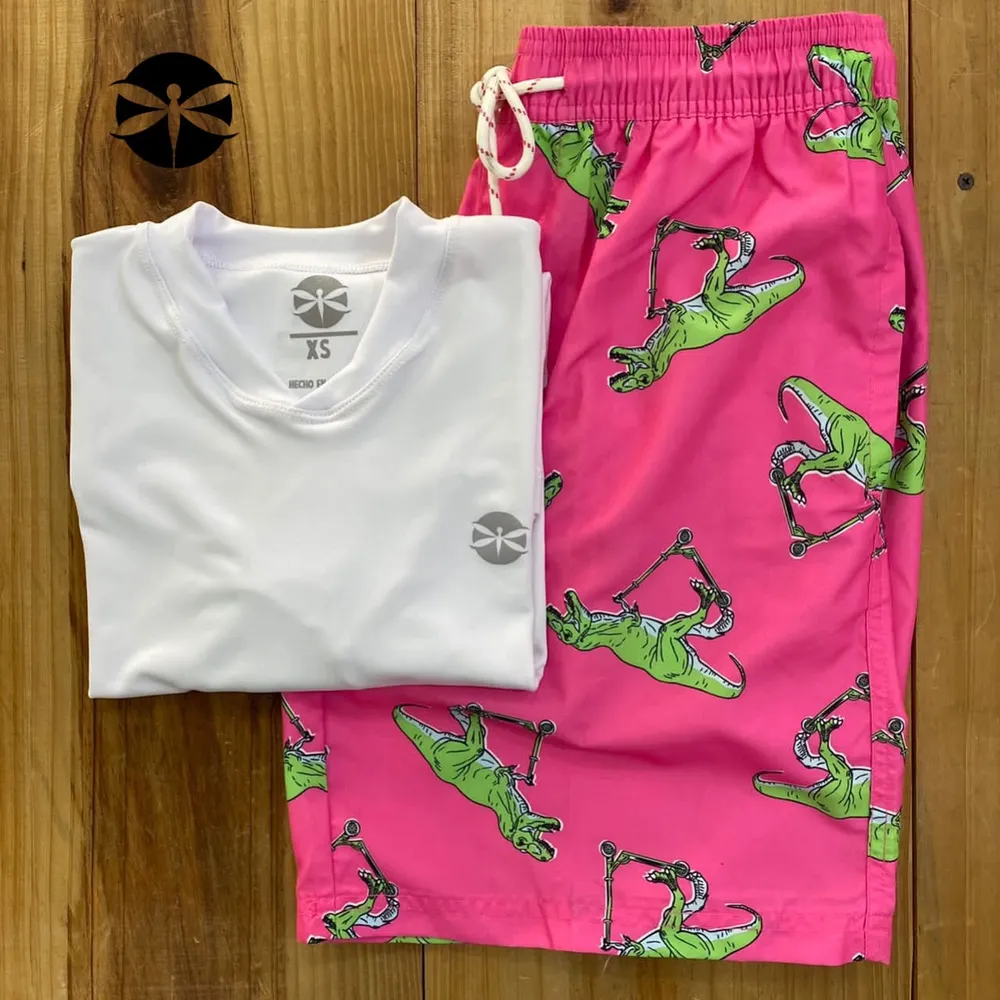 Conjunto Caballeros (Playera UV + Short) · Blanco Trex Magenta