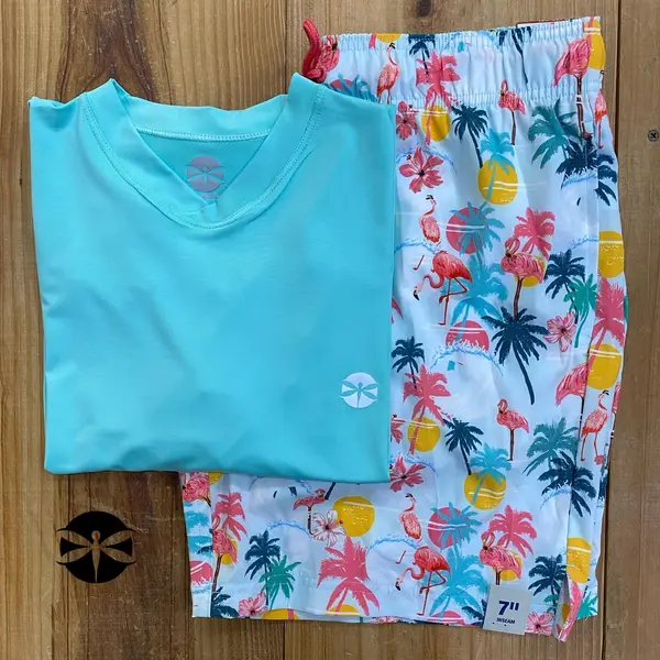 Conjunto Caballeros (Playera UV + Short) · Celeste Celeste Playero