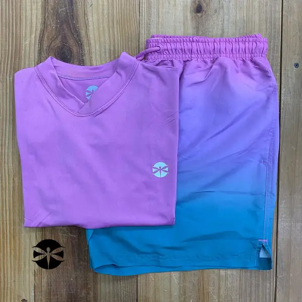 Conjunto Caballeros (Playera UV + Short) · Morado Sunset Morado Azul