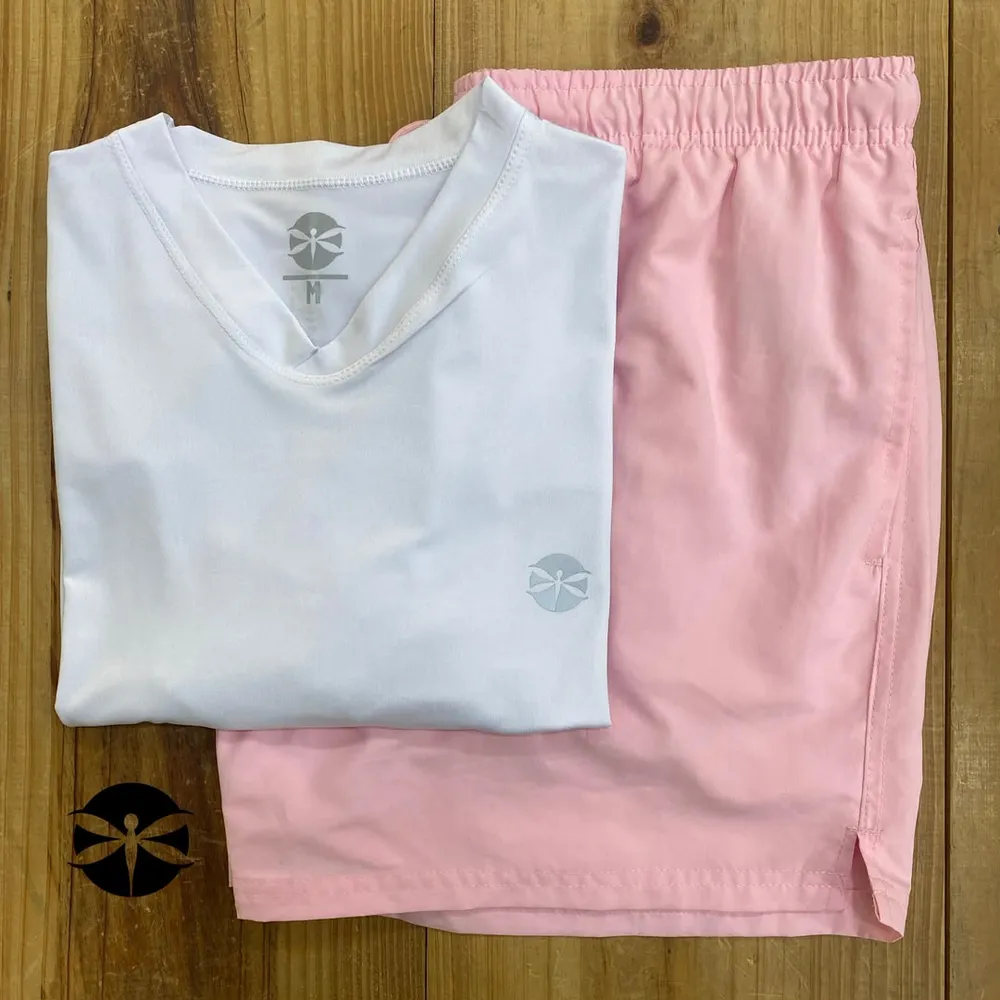Conjunto Caballeros (Playera UV + Short) · Blanco Rosa Lavado