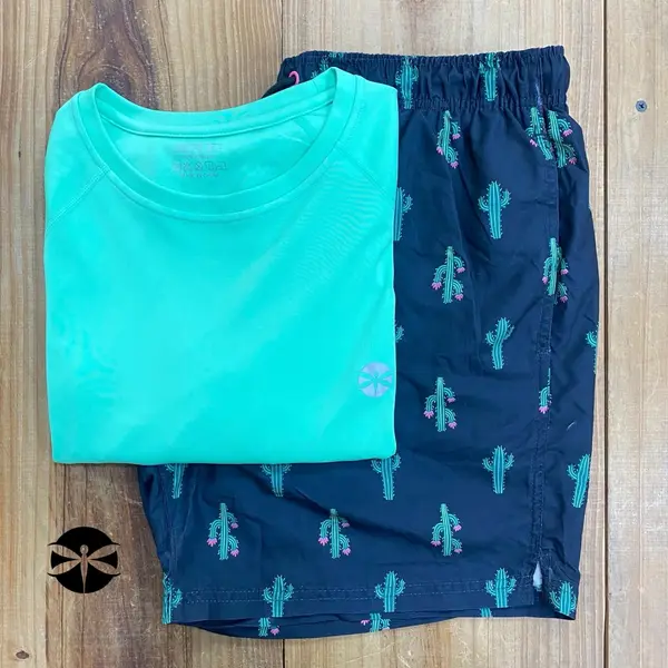 Conjunto Caballeros (Playera UV + Short) · Verde Azul Cactus