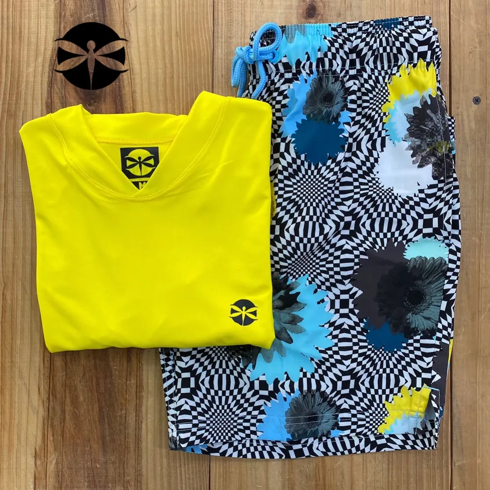 Conjunto Caballeros (Playera UV + Short) · Amarillo Psicodelico
