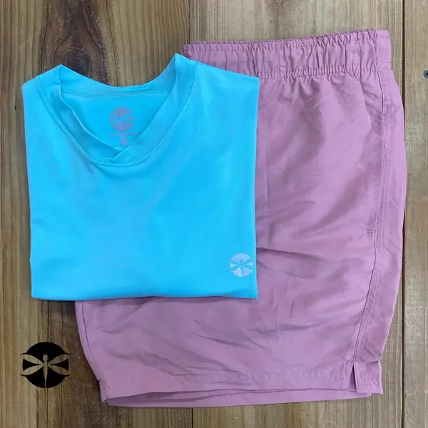 Conjunto Caballeros (Playera UV + Short) · Celeste Rosa Opaco