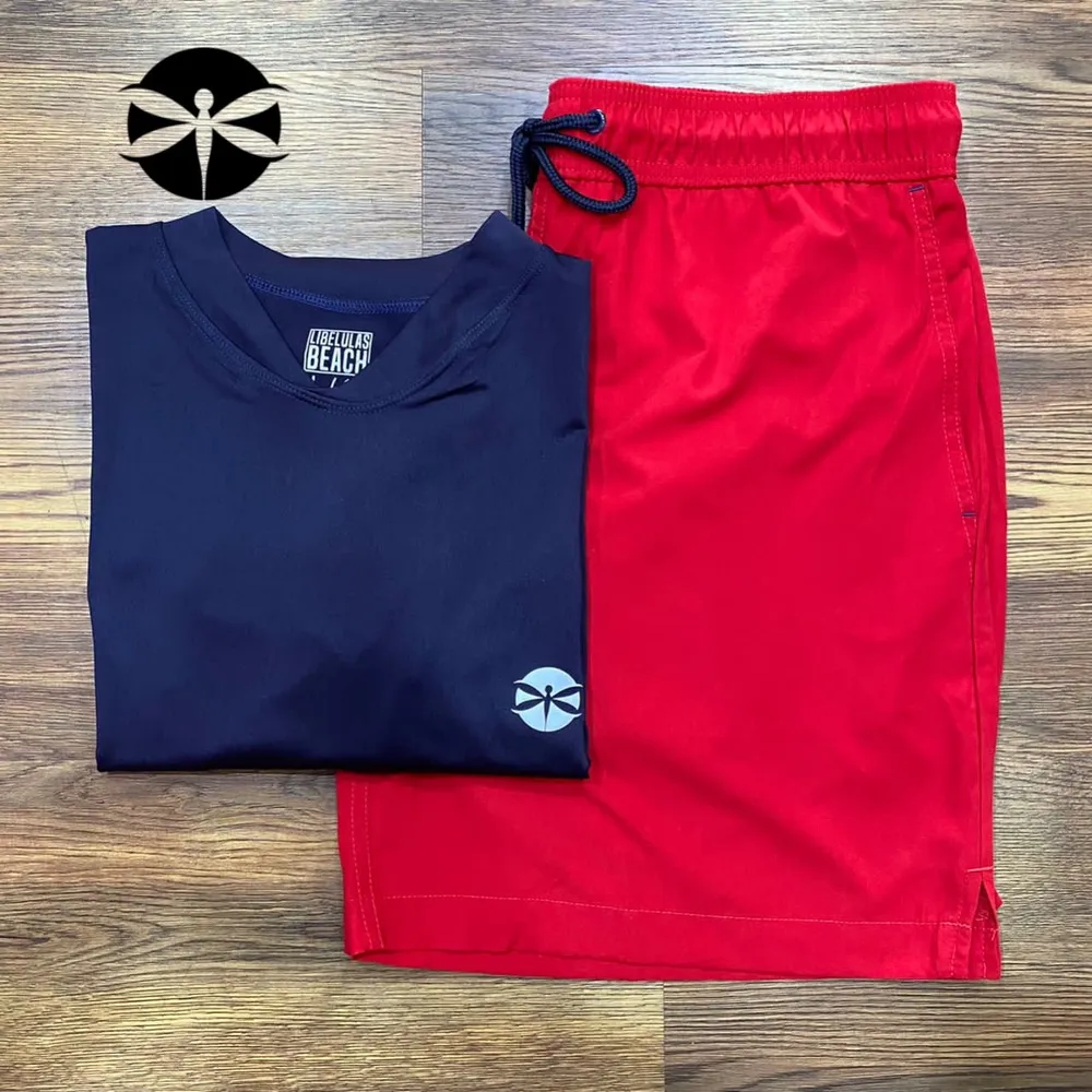 Conjunto Caballeros (Playera UV + Short) · Azul con rojo